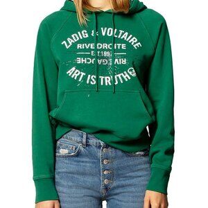 Zadig and Voltaire Spencer Rhinestone Blason Hoodie Sweater XS Golden Goose